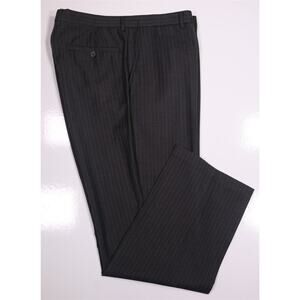 TM Lewin Gray Pinstripe Flat Front Wool Dress Suit Pants Trousers 36x31